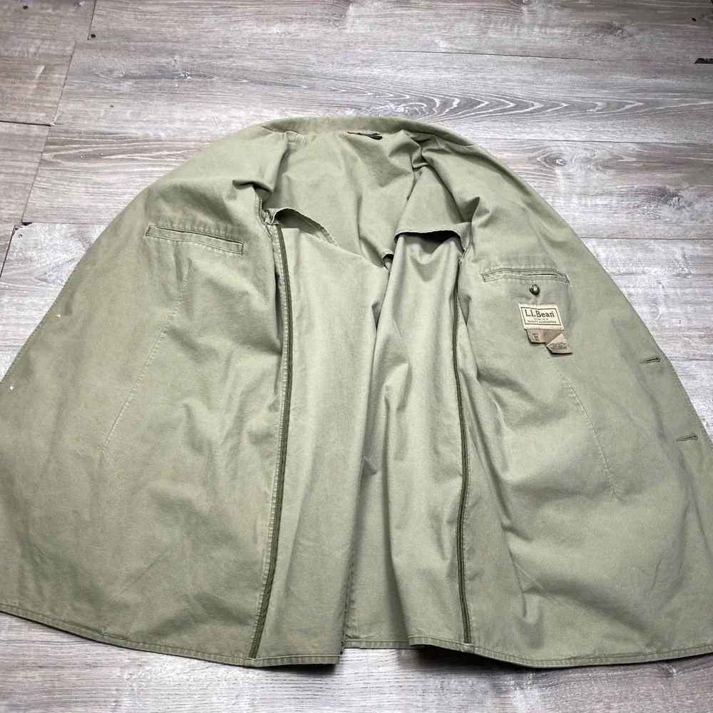 L.L. Bean Blazer Mens XL Green Cotton Canvas Unstructured 2-Button Sport Coat